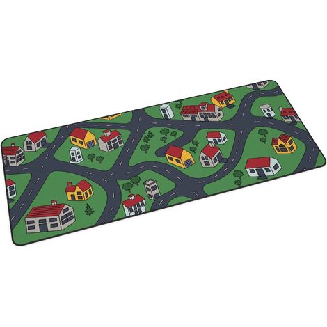KRUX Space City XXL Alfombrilla de escritorio, alfombrilla de ratón para juegos, 400 x 970 mm, costuras fuertes, diseño inspirado en alfombras icónicas, tema City, fabricado en un material repelente (1/5)