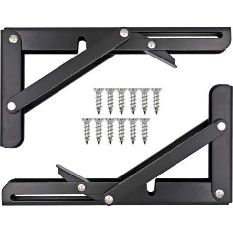 BRICOOMARKET Equerre Pliable Etagere,Tablette Murale Rabattable,Equerre Pliable Charge Lourde Consoles et Taquets pour éTagèRes Utilisé Pour éTabli, éTagèRe,8 Pouces (1/5)