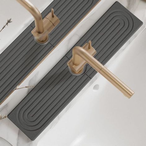 Tapis de robinet minimaliste nordique en terre de diatomées, coussinet rigide absorbant à séchage rapide pour évier de cuisine ou de salle de bain (gris foncé) (1/5)