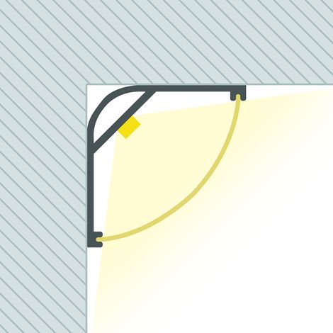Profilo in Alluminio Angolo Circolare con Coperchio Continuo per Striscia LED fino a 20 mm Bianco 2 m Bianco traslucido (1/4)