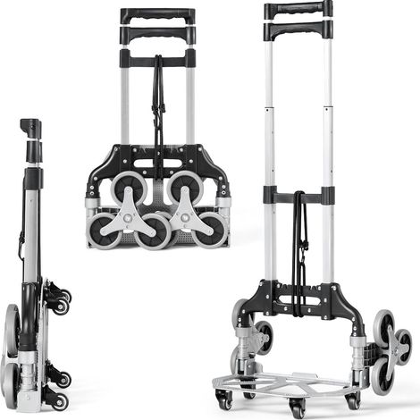 Outdoor Stair Climbing Cart Folding Hand Truck 4 Universal Wheels w/Elastic Rope (1/5)