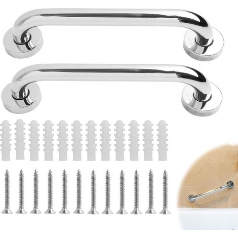 Sollbry 2 Pièces Barres d'Appui WC de 30cm pour Salle de Bain, Poignée de Sécurité en Acier Inoxydable 304, Main Courante Antidérapante pour Douche, Baignoire, WC, Adaptée aux Seniors, Handicapés et E (1/5)