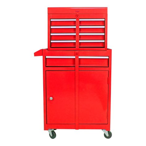 Servante d'atelier modulaire à 5 tiroirs – Équipée de roulettes, d'un plateau amovible et d'étagères réglables (servante d'atelier rouge) (1/5)