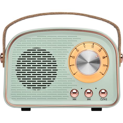 Enceinte Bluetooth rétro sans fil vintage pour l'extérieur, compatible avec jumelage TWS/U-Disk/carte TF/AUX pour la maison, les voyages, l'extérieur (cyan) (1/5)