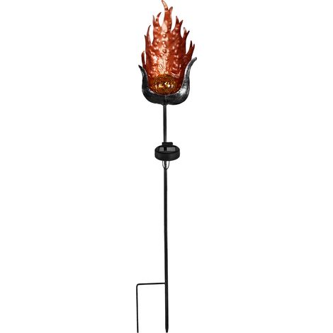 Lampe de jardin LED, lampe solaire étanche à effet flamme, alimentée par l'énergie solaire, pour allée de jardin (1/4)