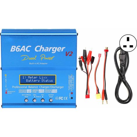 Chargeur Déchargeur Intelligent B6AC V2, Alliage Aluminium, 80W 7A, Câble Inclus, Bleu, Prise UK 220V (1/5)