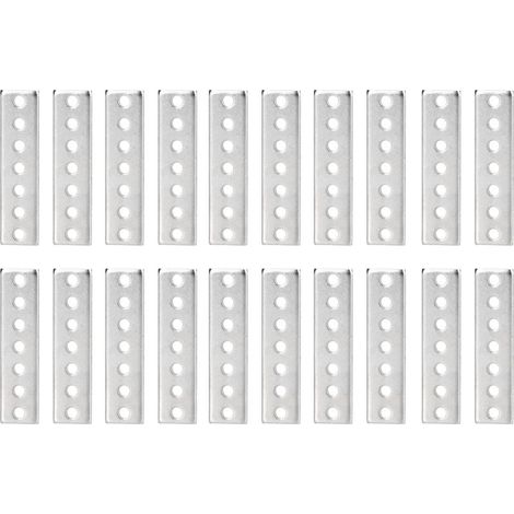 Support plat en acier galvanisé, 20 pièces, plaques de réparation en métal haute résistance et résistantes à la flexion, bretelles droites (1/5)