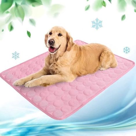 (Rosa) Kühlmatte für Hunde - Eisseide - Mittelrosa - Atmungsaktiv - Selbstbelüftet (1/4)