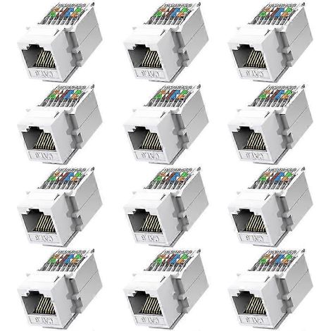 12 connecteurs Ethernet Cat6 RJ45 femelles-femelles sans outil. Incompatibles avec les panneaux Gigabit et les panneaux de brassage. (1/5)