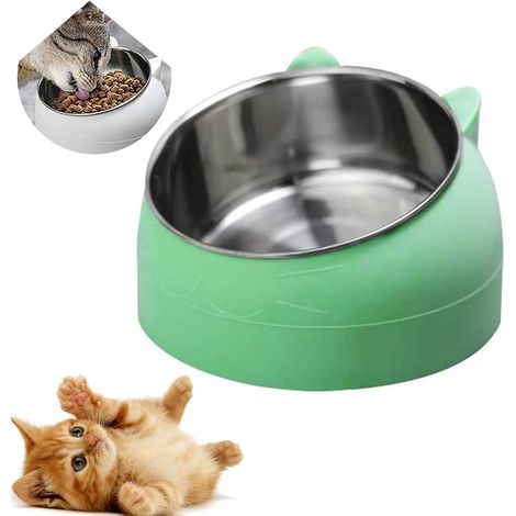 Gamelle Inclinée pour Chat et Chien en Acier Inoxydable - Bol Antidérapant pour Chiots, Hamsters, Lapins et Petits Animaux