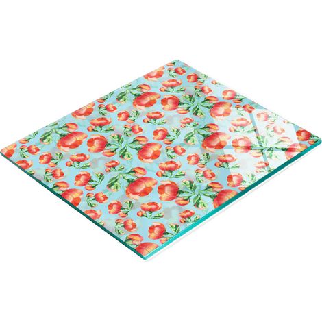 Tabla de cocina de vidrio duradera y elegante con estampado de flores de membrillo, 60x52 cm. (1/5)