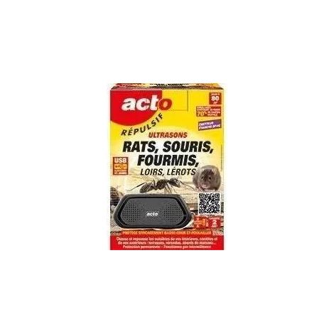 Repelente ultrasónico para ratas y ratones, repelente ultrasónico IP44 - Ratas - Ratones - Hormigas - Blíster con 1 emisor para 80 m + 1 cable micro