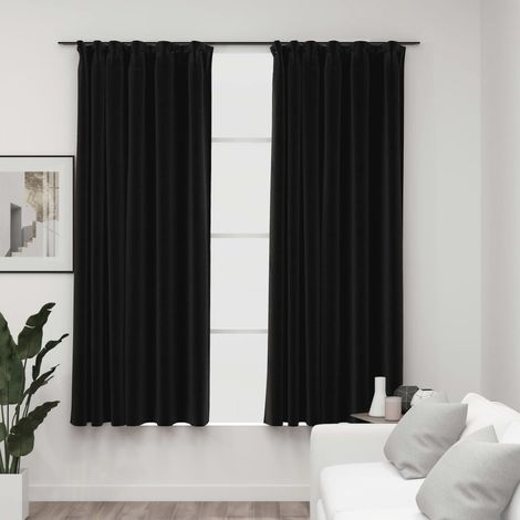 Lot de 2 Rideaux occultants,Décoration Chambre Fenêtre,Rideau Thermique Isolant aspect lin crochet Anthracite 140x175cm GDSVW63862 (1/4)