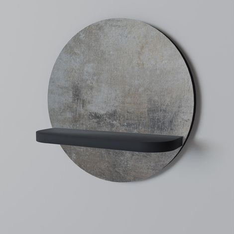 Estante redondo de pared de hormigón negro (1/5)