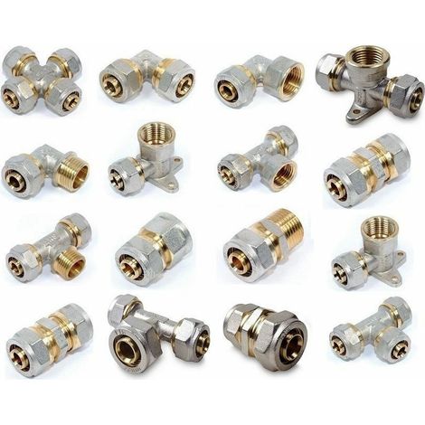 Klemmring Schraubfitting f�r 20/2mm Aluverbundrohr PEX nur 1/2 und 3/4 Zoll Ausf�hrung: Kreuzung Gr��e: 20x20x20x20