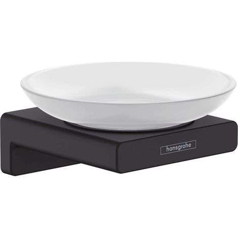 Hansgrohe AddStoris - Jabonera con soporte, cristal mate/negro mat 41746670