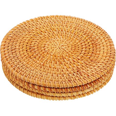 4 dessous de plat en rotin, naturel, antidérapants (1/5)