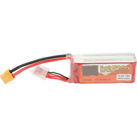 Batterie LiPo 4S 14.8V 1600mAh 70C avec connecteur XT60, pack stable pour avion radiocommandé RC (1/5)
