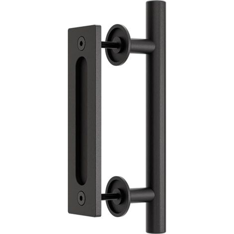 Freosen – Poignée de porte coulissante 30 cm en acier au carbone noir – Design ovale ergonomique – Installation facile pour portes de 3 à 5 cm d'épaisseur