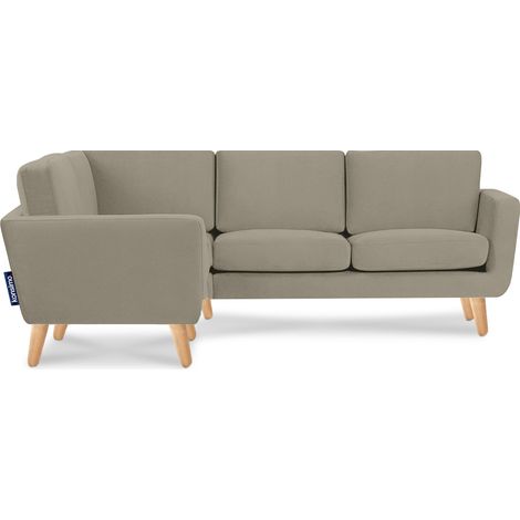 KONSIMO Ecksofa links mit Armlehnen "TAGIO", Beige, Stoff, Scandinavian, 220x80x181cm (1/4)