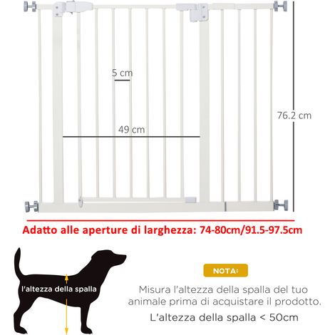 Barrière de sécurité pour chien rétractable à ouverture par simple pression (fermeture automatique), hauteur 76,2 cm, blanche (1/5)