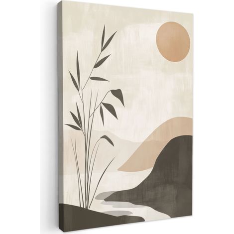 TABLEAU SUR TOILE Japandi - Paysage - Beige Impression sur Toile 20x30 cm