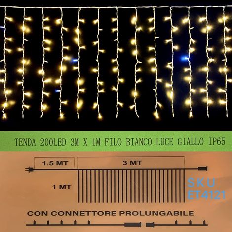 TENDA NATALE ESTERNO NATALIZIA 200 led 3m x 1m filo bianco luce giallo ip65 /ET4121 (1/2)