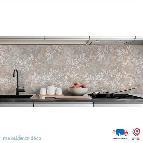 Crédence : Feuillage sur granit - Couleur Sépia - Alu composite - 120 - 60 (1/3)