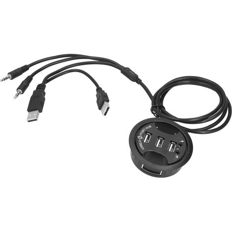 HUB USB 3 Ports Bureau Rond - Concentrateur USB avec Port Audio 3.5mm pour PC et Ordinateur Portable (1/5)
