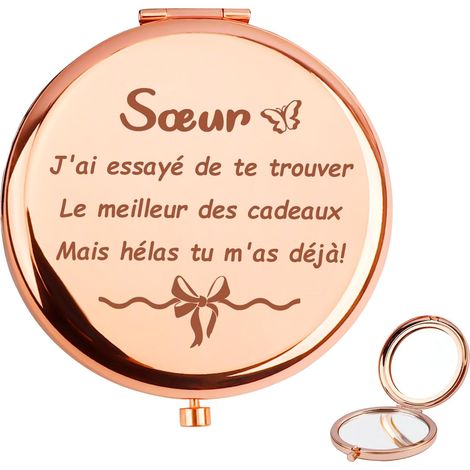 Idée Cadeau Soeur Anniversaire Cadeau Belle Soeur, Miroir de Poche, Cadeaux Sœur Noel Cadeaux pour sa Sœur Grande Soeur Petite Soeur St Valentin Femme Noël Femme Amie Anniversaire (1/5)