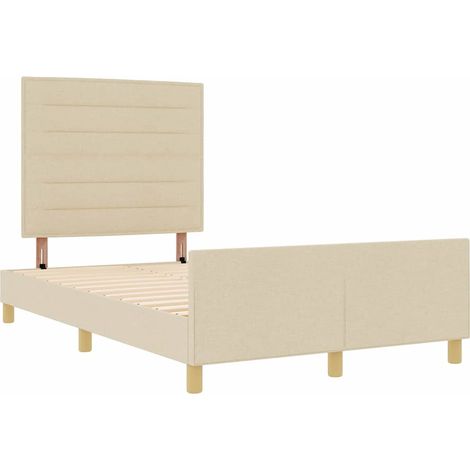 Cadre de lit avec tête de lit Crème 140 x 190 cm tissu vidaXL (1/5)