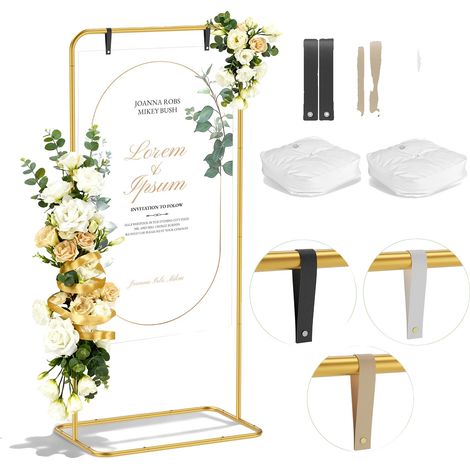 Letrero de boda, altura ajustable, marco de metal duradero, A (1/5)