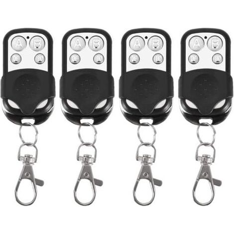 Télécommande 433MHz pour portail, télécommande porte-clés, 4 pièces 4 boutons clonage universel télécommande sans fil porte-clés 433 MHz pour porte de garage de voiture, porte de toit (1/5)