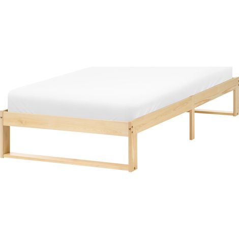 Cama con somier estilo minimalista de madera de pino 90 x 200 cm sin cabecero marrón claro Talairan (1/5)