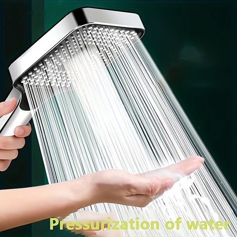 Cabezal de ducha de lluvia cuadrado de alta presión con 3 modos y ahorro de agua (acabado cromado)