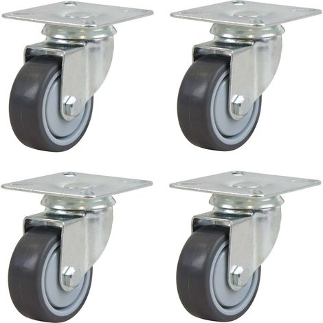4x roulette meuble 50mm caoutchouc soft anti rayure gris pivotante sans frein universelle mini rouleau pied lit casier chariot poubelle rangement table basse roue (1/2)