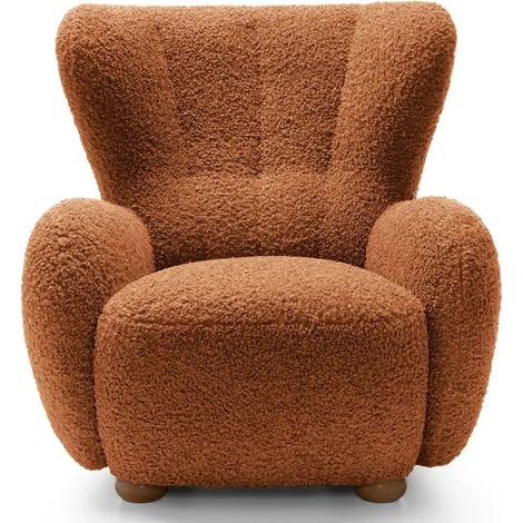 LILI - Fauteuil tissu bouclette - Terracotta (1/5)