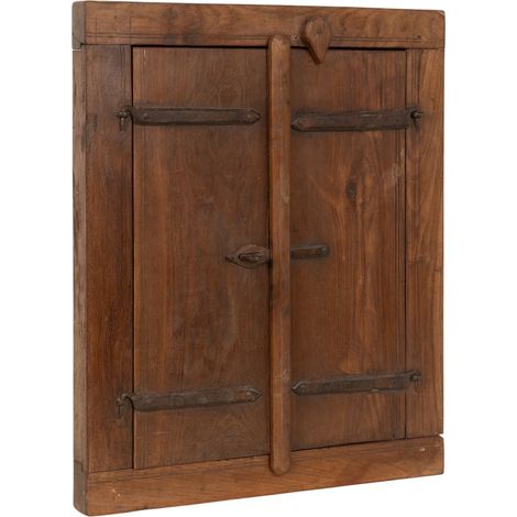 Finestra finestrina grata in legno massello e in ferro antica e vecchia medievale con telaio da interno o da esterno (1/5)