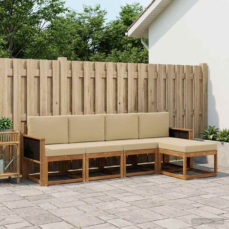 vidaXL Outdoor-Sofagarnitur 5 pcs Natur und Beige Polyester (1/5)