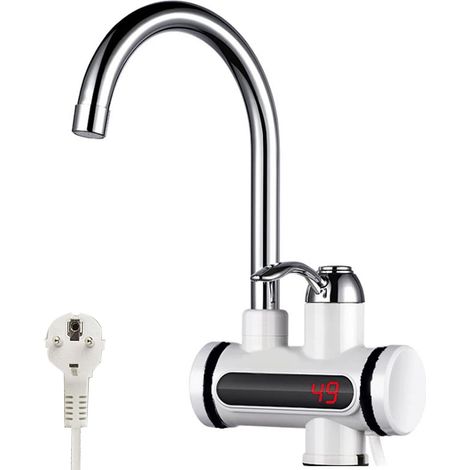 Sofort-Heißwasserhahn 220 V 3000 W – Elektrischer Durchlauferhitzer – Mit LED-Digitalanzeige – Für Küche und Bad – Edelstahl (1/5)