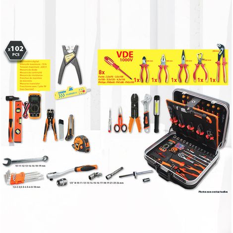 Kit électricien (outils isolés) 102 pièces