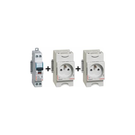 Legrand - LOT de 2 Prises de courant modulaire - 2P+T - 16A - 250V + disjoncteur 16A u00e0 vis - Ru00e9f. : 004280x2 + 406774 (1/4)