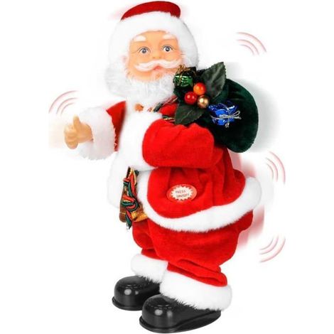 Père Noël dansant 45 cm musical – 6 chansons, hoche tête – Figurine animée – Décoration Noël (1/5)