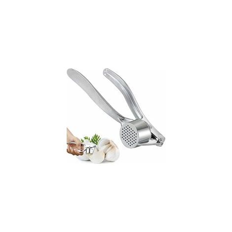 Presse-ail, Acier Inoxydable Coupe-ail Presse-ail Broyeur d'ail Lavable au Lave-Vaisselle Aide de Cuisine Pratique pour l'ail et le Gingembre Frais (Argent) (1/5)
