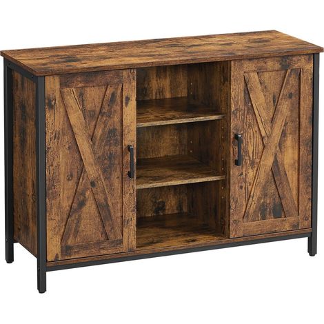 Mobile contenitore credenza 100 x 35 x 70 cm armadi e ripiani ante stile fienile per sala da pranzo cucina soggiorno corridoio stile industriale marrone 120004538
