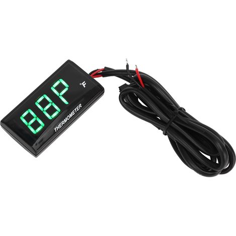 Thermomètre Moto LCD Ultra Fin Étanche Indicateur Température Eau avec Adaptateur Bougie 10MM 12V Vert (1/5)