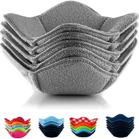 Tapas para cuencos aptas para microondas, juego de 5 posavasos para cuencos de toalla, rejilla anti-quemaduras para cuencos, soporte para cuencos de toalla (1/2)