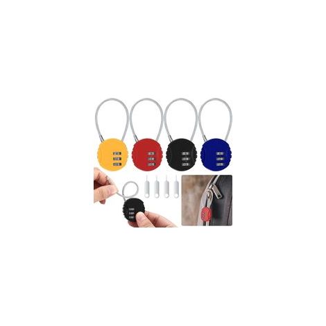 4 Pièces Cadenas à Combinaison, Petit Cadenas à Code Cable, Cadenas de Sécurité à Combinaison à 3 Chiffres Réinitialisables pour Valise Sac de Voyage Casier, avec 4 x Codeurs