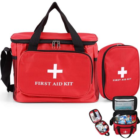 Trousse de premiers secours vide, Trousse de rangement pour kits de premiers secours, Sac médical pour la maison, Pochette d'urgence portable et légère avec poignée pour médecin de famille (1/5)