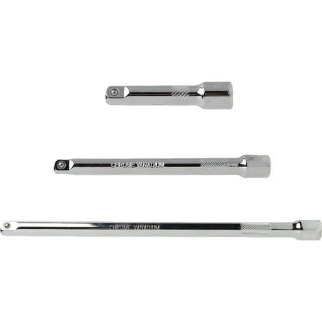 3 Pièces Rallonge de Cliquet 3/8, rallonge 75 mm, 150 mm, 250 mm, Rallonge 3/8 Rallonges de clés à douille 3/8 Jeu de rallonges, Acier au Chrome Vanadium (1/5)